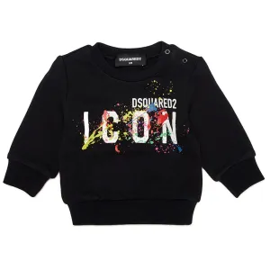 Dsquared2 Baby Boys Icon Paint Splatter Sweater Black 12M