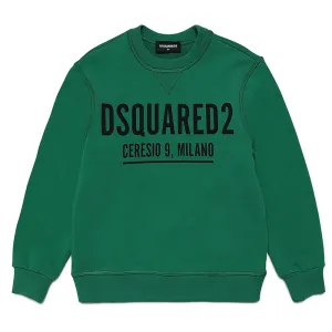 Dsquared2 Boys Ceresio Milano Logo Print Sweater Green 6Y