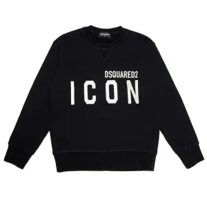 Dsquared2 Boys Icon Logo Print Sweater Black 10Y