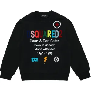 Dsquared2 Boys Logo Print Cotton Sweatshirt Black 10Y #670975