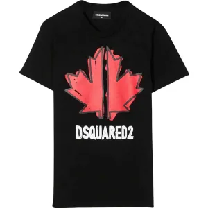 Dsquared2 Boys Cotton Logo T-shirt Black 10Y