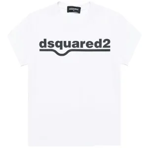 Dsquared2 Boys Logo Crew Neck T-shirt White 4Y