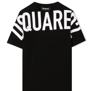 Dsquared2 Boys Logo Print Cotton T-shirt Black 10Y