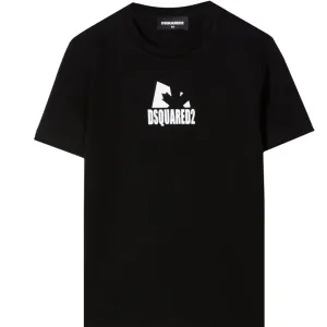 Dsquared2 Boys Logo Print Cotton T-shirt Black 16Y