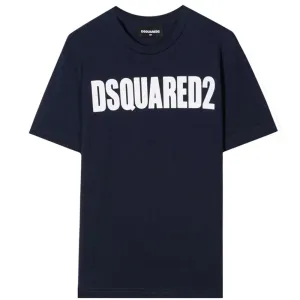 Dsquared2 Boys Logo Print Cotton T-shirt Navy 16Y
