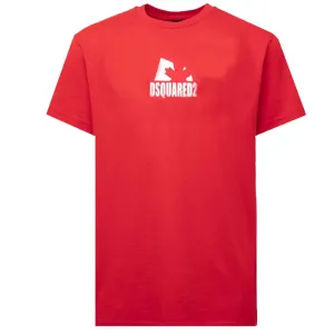 Dsquared2 Boys Logo Print Cotton T-shirt Red 12Y #671136
