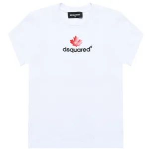 Dsquared2 Boys Logo Print Cotton T-shirt White 12Y #671177