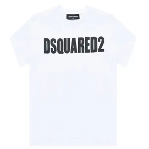 Dsquared2 Boys Logo Print Cotton T-shirt White 12Y #671051
