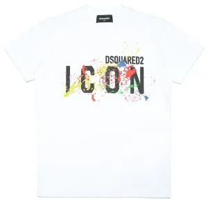 Dsquared2 Boys Paint Splatter Logo T-shirt White 10Y