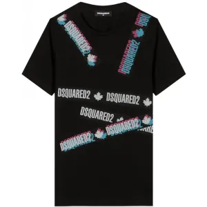 Dsquared2 Boys Tape Logo T-shirt Black 10Y