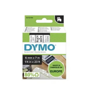 Dymo Black on White Label Printer Tape, 6 mm Width, 7 m Length