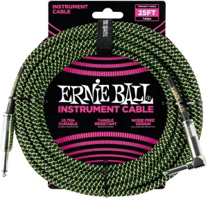 Ernie Ball P06066 Black-Green 7,5 m Straight - Angled