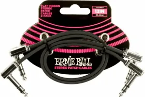 Ernie Ball Flat Ribbon Stereo Patch Cable Black 30 cm Angled - Angled