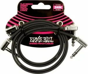 Ernie Ball Flat Ribbon Stereo Patch Cable Black 60 cm Angled - Angled