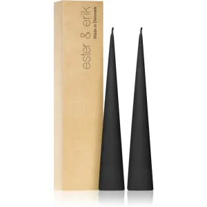 ester & erik cone candles raw black (no. 75) decorative candle 2x25 cm