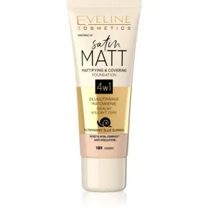 Eveline Cosmetics Satin Matt mattifying foundation with snail extract shade 101 Ivory 30 ml