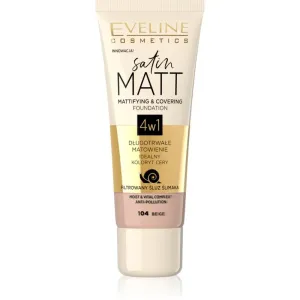 Eveline Cosmetics Satin Matt mattifying foundation with snail extract shade 104 Beige 30 ml