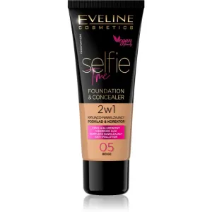 Eveline Cosmetics Selfie Time foundation and concealer 2-in-1 shade 05 Beige 30 ml