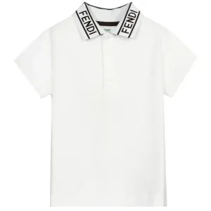 Fendi Boys Cotton Polo Shirt White 8Y