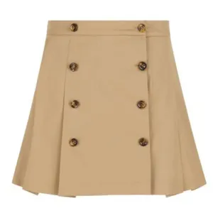 Fendi Girls Button Detailed Pleated Skirt Beige 6Y