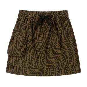 Fendi Girls Pocket Skirt Brown 10Y