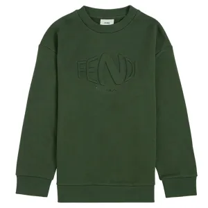Fendi Boys Embossed Logo Sweater Green 14Y