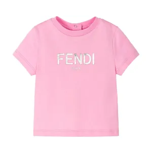 Fendi Baby Girls Logo Print T-shirt Pink 12M #1765238