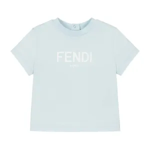 Fendi Baby Unisex Logo Print T-shirt Light Blue 6M #1765235