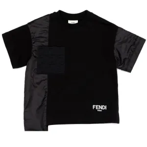 Fendi Boys Asymmetric Panelled T-shirt Black 12Y