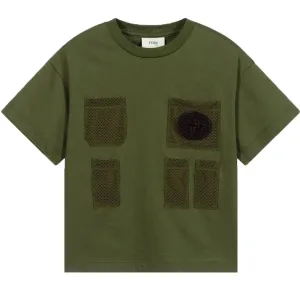 Fendi Boys Basic Cotton T-shirt Green 12Y
