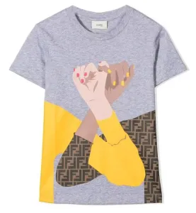 Fendi Boys Linking Hands T-shirt 4Y Grey