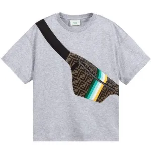 Fendi Boys T-shirt Pouch Print Grey 12Y