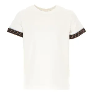 Fendi Kids Cuff Logo T Shirt White 6Y