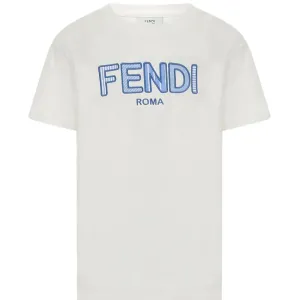 Fendi Unisex Logo T-shirt White 6Y #995133