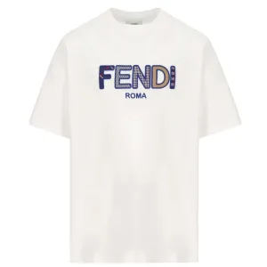 Fendi Unisex Logo T-shirt White 10Y #1585780