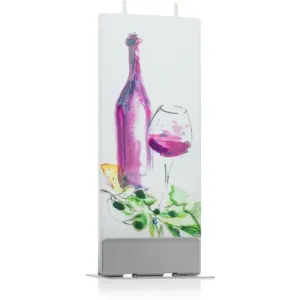Flatyz Greetings Bottle Of Wine And Glass decorative candle 6x15 cm