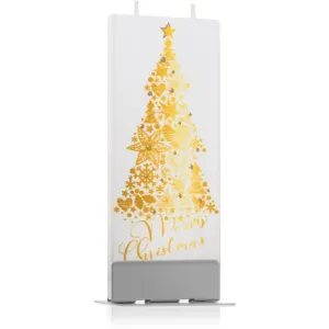 Flatyz Holiday Gold Merry Christmas Tree decorative candle 6x15 cm