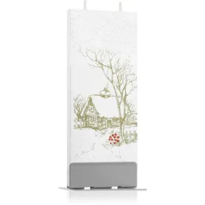 Flatyz Holiday Winter Landscape with a House decorative candle 6x15 cm