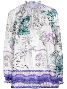 FOR RESTLESS SLEEPERS - High Neck Printed Silk Blouse #1636371