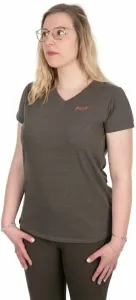 Fox Fishing T-Shirt Womens V-Neck T-Shirt Dusty Olive Marl/Mauve Fox XL