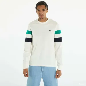 FRED PERRY Panelled Sleeve LS T-shirt Ecru #1400089