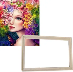 Gaira With Frame Without Stretched Canvas Flowers In Hair 1