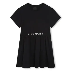 Givenchy Girls 4G Print Dress in Black 08A 100% Cotton - Trimming: 39% Polyamide, 33% Polyester, 28% Elastane