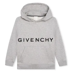 Givenchy Boys Logo Hoodie in Grey 06A Marl 86% Cotton, 14% Polyester - Trimming: 98% 2% Elastane Lining: 100% Cotton