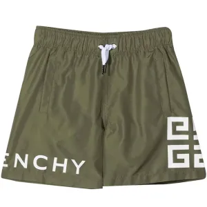 Givenchy Boys Logo Swim-shorts Khaki 6Y