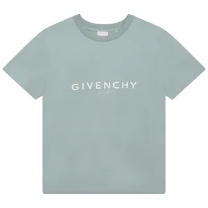 Givenchy Boys Classic Logo T-shirt in Turquoise Blue 04A Pale 100% Cotton - Trimming: 97% Cotton, 3% Elastane