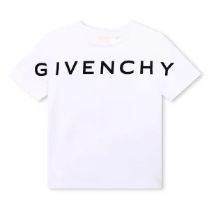 Givenchy Boys Stretched Logo T-shirt in White 12A 100% Cotton - Trimming: 97% Cotton, 3% Elastane