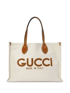 GUCCI - Linen And Leathet Tote Bag