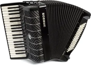 Hohner Mattia IV 96 Gun Gun Black/Pearl Key Piano accordion #1333820