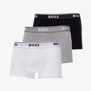 Hugo Boss Stretch-Cotton Trunks With Logo Waistbands 3-Pack White/ Grey/ Black #1295997